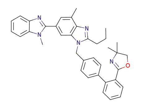 Molecular Structure of 1191259-51-4 (3'-([2'-(4,4-dimethyl-4,5-dihydro-1,3-oxazol-2-yl)biphenyl-4-yl]methyl)-1,7'-dimethyl-2'-propyl-1H,3'H-2,5'-bibenzimidazole)