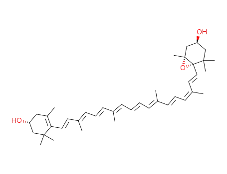 Molecular Structure of 68831-78-7 ((9Z)-5α,6α-Epoxy-5,6-dihydro-β,β-carotene-3β,3'β-diol)