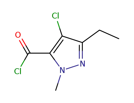 Molecular Structure of 129560-00-5 (1H-Pyrazole-5-carbonyl chloride, 4-chloro-3-ethyl-1-methyl- (9CI))
