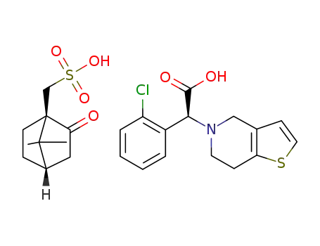 (+)-((2-chlorophenyl)-6,7-dihydro-4H-thieno[3,2-c]pyrid-5-yl)acetic acid (1R)-(-)-camphor-10-sulfonate