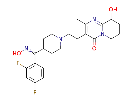 Molecular Structure of 1141761-80-9 (3-(2-{4-((2,4-difluorophenyl)hydroxyiminomethyl)piperidin-1-yl}ethyl)-9-hydroxy-2-methyl-6,7,8,9-tetrahydro-pyrido[1,2-a]pyrimidin-4-one)