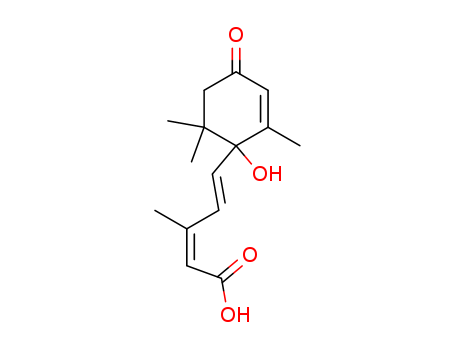 21293-29-8,(+)-Abscisic acid,2,4-Pentadienoicacid, 5-(1-hydroxy-2,6,6-trimethyl-4-oxo-2-cyclohexen-1-yl)-3-methyl-,(Z,E)-(S)-(+)- (8CI);2,4-Pentadienoic acid,5-(1-hydroxy-2,6,6-trimethyl-4-oxo-2-cyclohexen-1-yl)-3-methyl-, [S-(Z,E)]-;(+)-(S)-Abscisic acid;(+)-(cis,trans)-Abscisic acid;(+)-ABA;(+)-cis-Abscisic acid;(S)-(+)-ABA;(S)-(+)-Abscisicacid;(S)-ABA;ABA;ABK;Abscisic acid;Abscisicacid, (+)-;Abscisin II;Dormin (abscission factor);NSC 146877;NSC148832;PBI 58;cis,trans-Abscisic acid;cis-Abscisic acid;cis-trans-(+)-Abscisic acid;