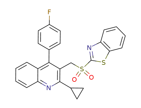 Molecular Structure of 1234331-54-4 (2-({[2-cyclopropyl-4-(4-fluorophenyl)quinolin-3-yl]methyl}sulfonyl)benzo[d]thiazole)