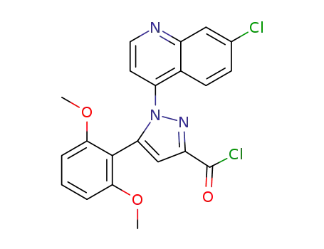 Molecular Structure of 1443991-26-1 (1-(7-chloroquinolin-4-yl)-5-(2,6-dimethoxyphenyl)-1H-pyrazole-3-carbonyl chloride)