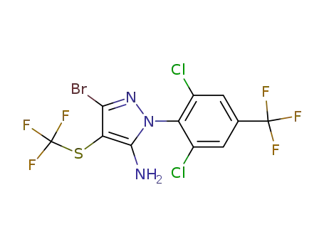 Molecular Structure of 120067-94-9 (5-amino-3-bromo-1-(2,6-dichloro-4-trifluoromethylphenyl)-4-trifluoromethylthiopyrazole)