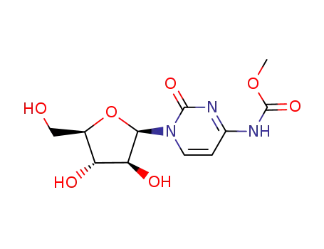 Molecular Structure of 170935-57-6 ([1-((2R,3S,4S,5R)-3,4-Dihydroxy-5-hydroxymethyl-tetrahydro-furan-2-yl)-2-oxo-1,2-dihydro-pyrimidin-4-yl]-carbamic acid methyl ester)