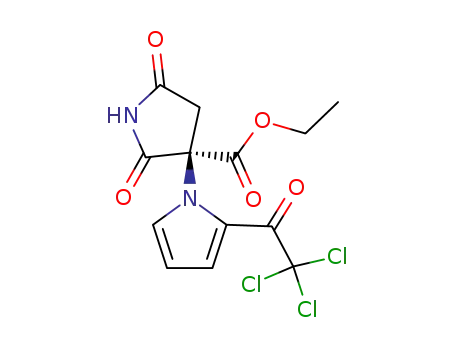 Molecular Structure of 159213-26-0 (R-(-)-3-ethoxycarbonyl-3-(2-(trichloroacetyl)pyrrol-1-yl)pyrrolidin-2,5-dione)