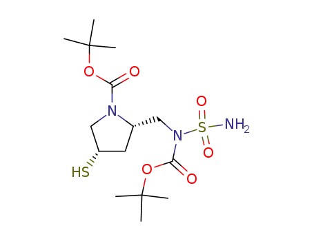 Molecular Structure of 148017-44-1 ((2s,4s)-1-t-butoxycarbonyl-2-(N-T-butoxycarbonyl-N-sulfamoylamino)methyl-4-mercapto-pyrrolidine)