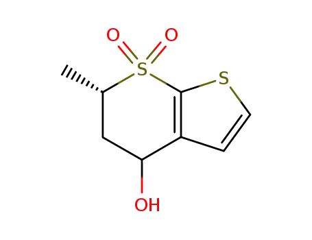 Molecular Structure of 1034290-08-8 (5,6-dihydro-(R,S)-4-hydroxy-(S)-6-methyl-4H-thieno<2,3-b>thiopyran 7,7-dioxide)