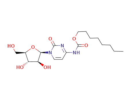 Molecular Structure of 81691-79-4 ([1-((2R,3S,4S,5R)-3,4-Dihydroxy-5-hydroxymethyl-tetrahydro-furan-2-yl)-2-oxo-1,2-dihydro-pyrimidin-4-yl]-carbamic acid octyl ester)