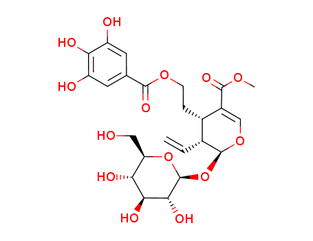 131189-57-6,Cornuside,2H-Pyran-5-carboxylicacid, 3-ethenyl-2-(b-D-glucopyranosyloxy)-3,4-dihydro-4-[2-[(3,4,5-trihydroxybenzoyl)oxy]ethyl]-,methyl ester, [2S-(2a,3b,4b)]-; Cornuside; Cornuside I
