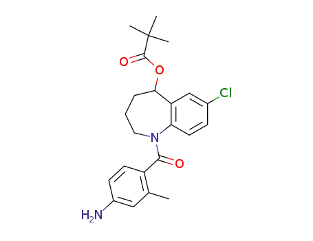 Molecular Structure of 863762-24-7 (2,2-dimethylpropionic acid 7-chloro-1-(4-amino-2-methylbenzoyl)-2,3,4,5-tetrahydro-1H-benzo[b]azepin-5-yl ester)