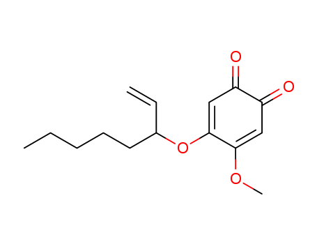 Molecular Structure of 113985-64-1 (3,5-Cyclohexadiene-1,2-dione, 4-[(1-ethenylhexyl)oxy]-5-methoxy-)