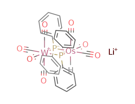 Molecular Structure of 91739-99-0 (Li[(CO)4W(μ-PPh2)2Os(H)(CO)3])