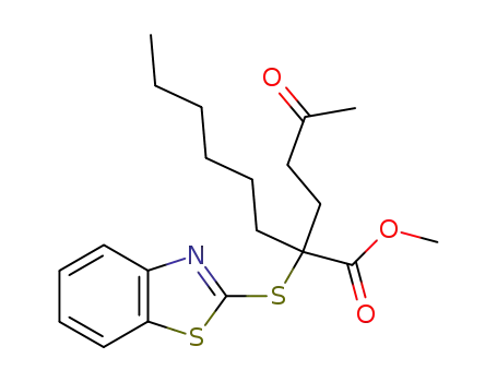 Molecular Structure of 70905-82-7 (2-benzothiazol-2-ylsulfanyl-2-(3-oxo-butyl)-octanoic acid methyl ester)