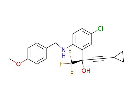 Molecular Structure of 173676-60-3 ((S)-5-chloro-a-(Cyclopropylacetenyl)-2-[((4-methoxyphenyl)methyl)amino]-a- (trifluoromethyl) benzenemethanol (E-4))