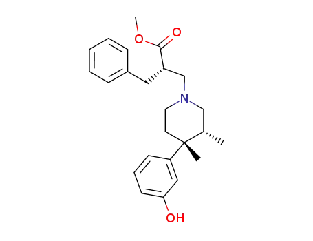Molecular Structure of 170098-29-0 ((alphaS,3R,4R)-4-(3-Hydroxyphenyl)-3,4-dimethyl-alpha-(phenylmethyl)-1-piperidinepropanoic acid methyl ester)