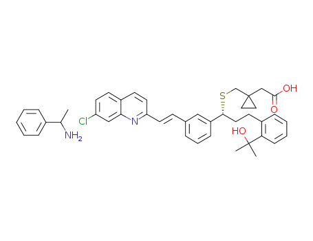 Molecular Structure of 880769-29-9 (1-(((1(R)-(3-(2-(7-chloro-2-quinolinil)ethenyl)phenyl)-3-(2-(1-hydroxy-1-methylethyl)phenyl)propyl)thio)methyl)cyclopropane acetic acid α-methylbenzylamine salt)