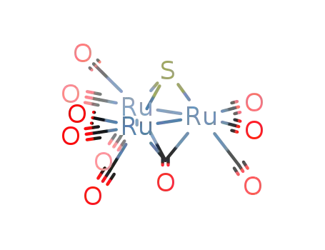 Molecular Structure of 105121-22-0 (ruthenium3(carbonyl)9(μ3-carbonyl)(μ3-sulfido))