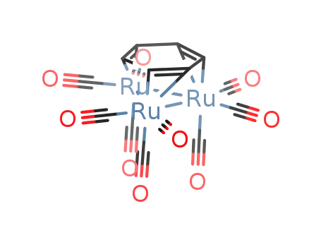 Molecular Structure of 128363-71-3 (Ru3(CO)9(μ3:η(2):η(2):η(2)-C6H6))