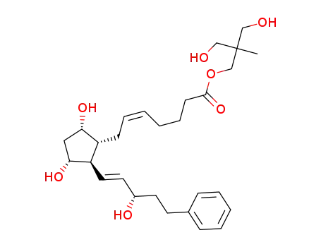 Molecular Structure of 1430731-70-6 (2,2-bis(hydroxymethyl)propyl (5Z)-7-[(1R,2R,3R,5S)-3,5-dihydroxy-2-[(1E,3S)-3-hydroxy-5-phenyl-1-pentenyl]cyclopentyl]-5-heptenoate)