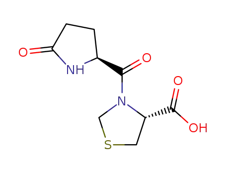 Molecular Structure of 121808-62-6 (4-Thiazolidinecarboxylicacid, 3-[[(2S)-5-oxo-2-pyrrolidinyl]carbonyl]-, (4R)-)