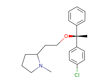 15686-51-8,CLEMASTINE FUMARATE,Pyrrolidine,2-[2-[(p-chloro-a-methyl-a-phenylbenzyl)oxy]ethyl]-1-methyl-,(+)- (8CI);Pyrrolidine,2-[2-[1-(4-chlorophenyl)-1-phenylethoxy]ethyl]-1-methyl-, [R-(R*,R*)]-;(+)-Clemastine;Clemastine;Meclastine;