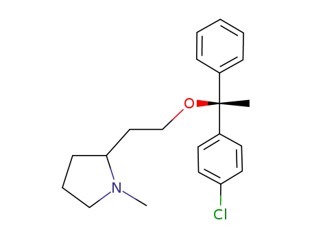Molecular Structure of 61826-27-5 ((-)-(2S)-2-[2-(αS)-(4-Chlorophenyl-α-methyl-α-phenylbenzyloxy)ethyl]-1-methylpyrrolidine)