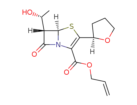 Molecular Structure of 106559-80-2 ((5R,6S)-6-((R)-1-hydroxyethyl)-2-((R)-tetrahydro-2-furyl)penem-3-carboxylic acid allyl ester)