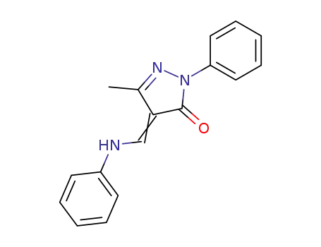 Molecular Structure of 4173-73-3 (5-Methyl-2-phenyl-4-[(phenylamino)methylene]-2H-pyrazol-3(4H)-one)