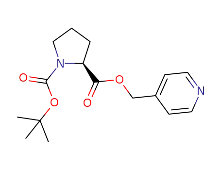 Molecular Structure of 144255-34-5 (1,2-Pyrrolidinedicarboxylic acid, 1-(1,1-dimethylethyl)
2-(4-pyridinylmethyl) ester, (S)-)
