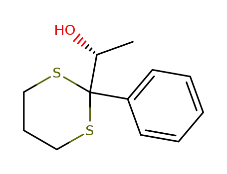 Molecular Structure of 132604-23-0 ((R)-1-(2-Phenyl-[1,3]dithian-2-yl)-ethanol)