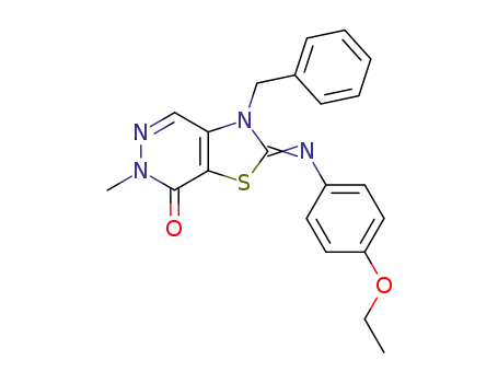 Molecular Structure of 136353-33-8 (3-Benzyl-2-[(Z)-4-ethoxy-phenylimino]-6-methyl-2,3-dihydro-6H-thiazolo[4,5-d]pyridazin-7-one)