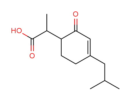 Molecular Structure of 58142-21-5 (3-Cyclohexene-1-acetic acid, a-methyl-4-(2-methylpropyl)-2-oxo-)