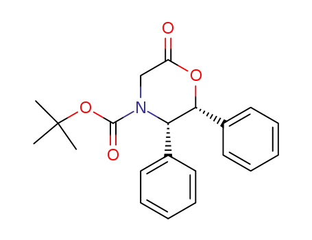 Molecular Structure of 112741-49-8 (tert-Butyl (2R,3S)-(-)-6-oxo-2,3-diphenyl-4-morpholinecarboxylate)