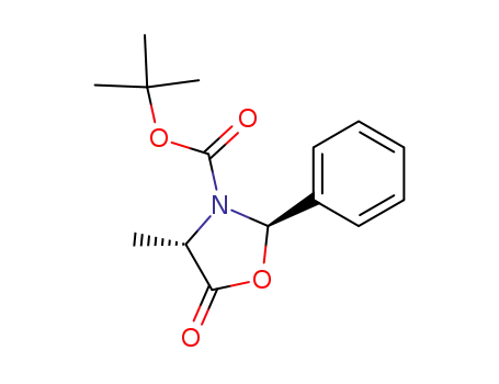 Molecular Structure of 139119-46-3 (tert-Butyl (2R,4S)-4-Methyl-5-oxo-2-phenyloxazolidine-3-carboxylate)
