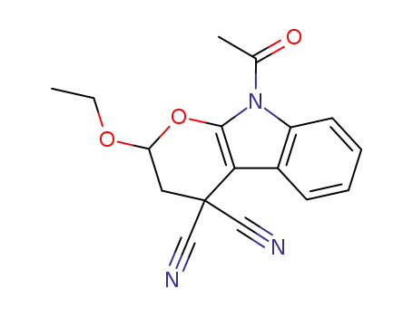 Molecular Structure of 79343-71-8 (2-ethoxy-4,4-dicyano-9-acetyl-2,3-dihydropyran<2,3-b>indole)