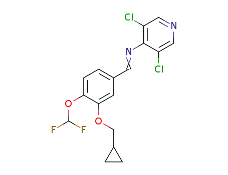 Molecular Structure of 1454574-39-0 (3,5-dichloro-N-(3-(cyclopropylmethoxy)-4-(difluoromethoxy)benzylidene)pyridin-4-amine)