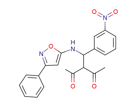 Molecular Structure of 98516-50-8 (5-<2-acetyl-3-oxo-1-(3-nitrophenyl)>butylamino-3-phenylisoxazole)