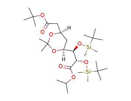 Molecular Structure of 147489-01-8 (isopropyl (2S,3R,4S,6R)-7-t-butpxycarbonyl-2,3-bis(t-butyldimethylsilyloxy)-4,6-isopropylidenedioxyheptanoate)