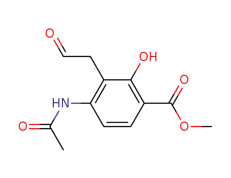 Molecular Structure of 202664-83-3 (4-(acetylamino)-2-hydroxy-3-(2-oxoethyl)benzoic acid methyl ester)
