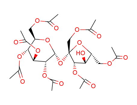Molecular Structure of 53269-83-3 (1,3,6,-tri-O-acetyl-β-D-fructofuranosyl 2,3,4,6-tetra-O-acetyl-α-D-glucopyranoside)