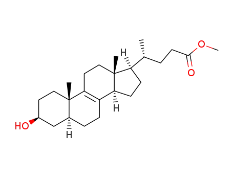 Molecular Structure of 463932-43-6 (3β-hydroxy-5α-chol-8-en-24-oic acid methyl ester)