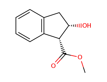 Molecular Structure of 135879-83-3 (1H-Indene-1-carboxylic acid, 2,3-dihydro-2-hydroxy-, methyl ester,
(1R,2S)-)
