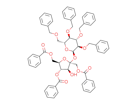 Molecular Structure of 1092961-95-9 ((1,4,6-tri-O-benzoyl-β-D-fructofuranosyl) 2,3,4,6-tetra-O-benzyl-α-D-glucopyranoside)