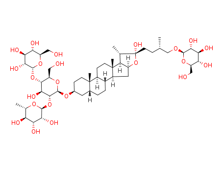 Molecular Structure of 113834-22-3 (b-D-Glucopyranoside, (3b,5b,22a,25S)-26-(b-D-glucopyranosyloxy)-22-hydroxyfurostan-3-ylO-6-deoxy-a-L-mannopyranosyl-(1®4)-O-[b-D-glucopyranosyl-(1®2)]-)