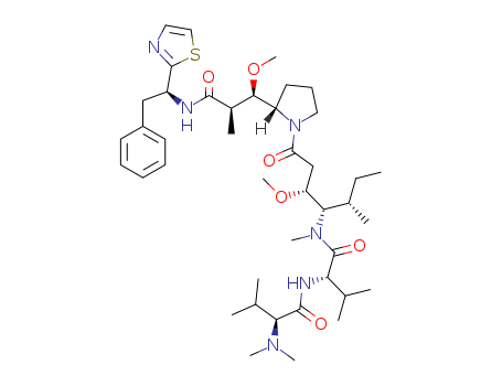 110417-88-4,dolastatin 10,L-Valinamide,N,N-dimethyl-L-valyl-N-[2-methoxy-4-[2-[1-methoxy-2-methyl-3-oxo-3-[[2-phenyl-1-(2-thiazolyl)ethyl]amino]propyl]-1-pyrrolidinyl]-1-(1-methylpropyl)-4-oxobutyl]-N-methyl-,[2S-[1[1R*(R*),2S*],2R*[1S*,2S*,3(R*)]]]-; DLS 10; Dolastatin 10; NSC 376128