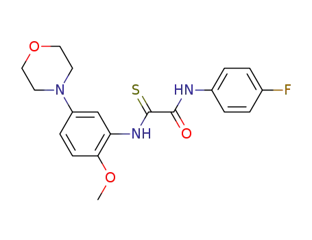 Molecular Structure of 538327-34-3 (Acetamide,
N-(4-fluorophenyl)-2-[[2-methoxy-5-(4-morpholinyl)phenyl]amino]-2-thiox
o-)