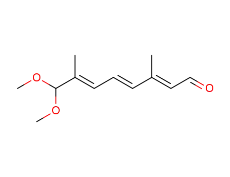 Molecular Structure of 5095-50-1 ((2<i>E</i>,4<i>E</i>,6<i>E</i>)-8,8-dimethoxy-3,7-dimethyl-octa-2,4,6-trienal)