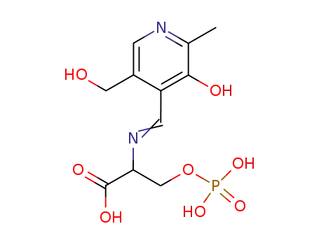Molecular Structure of 64896-39-5 (L-Serine,
N-[[3-hydroxy-5-(hydroxymethyl)-2-methyl-4-pyridinyl]methylene]-,
O-(dihydrogen phosphate))